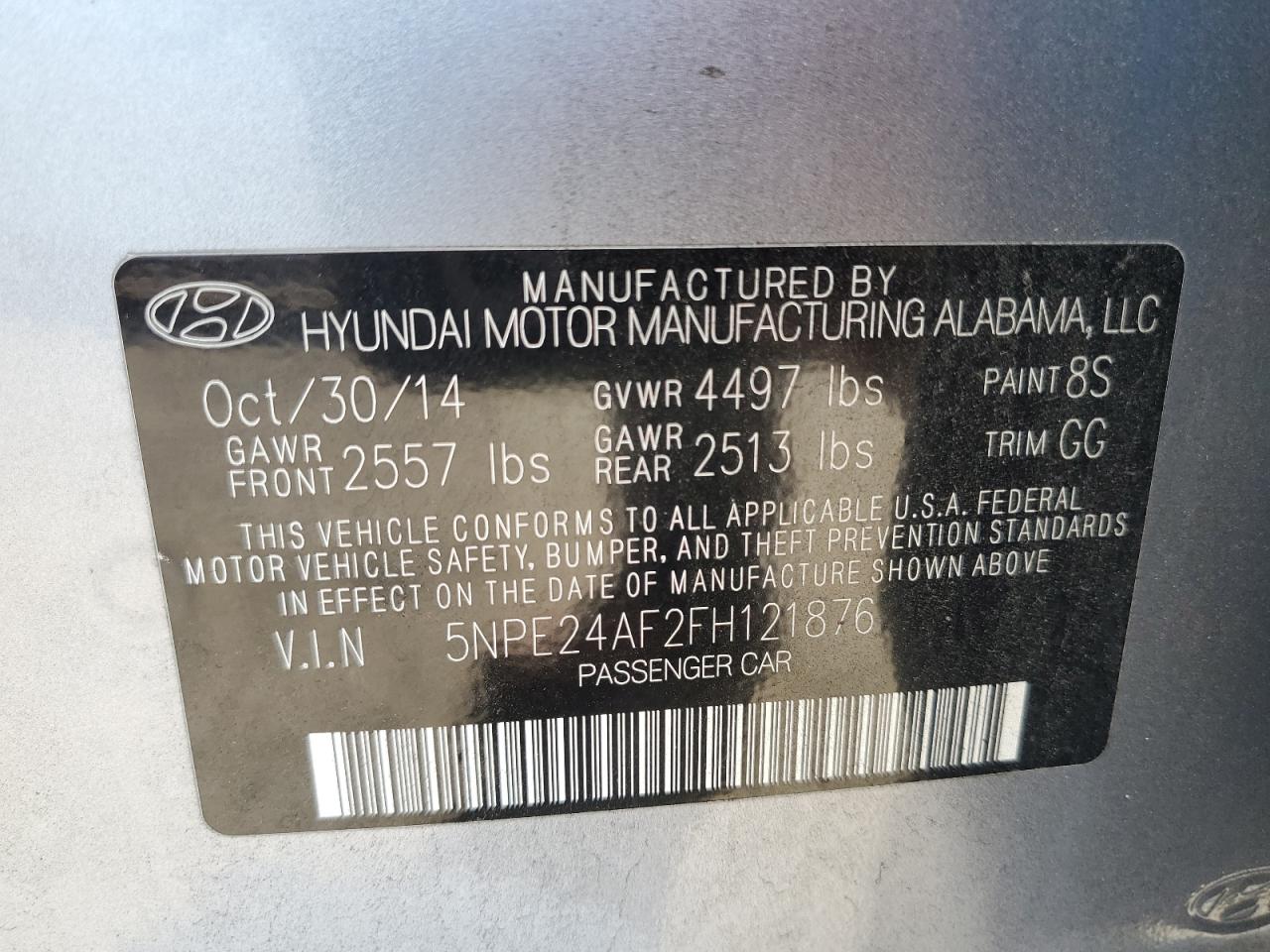 5NPE24AF2FH121876 2015 HYUNDAI SONATA - Image 12