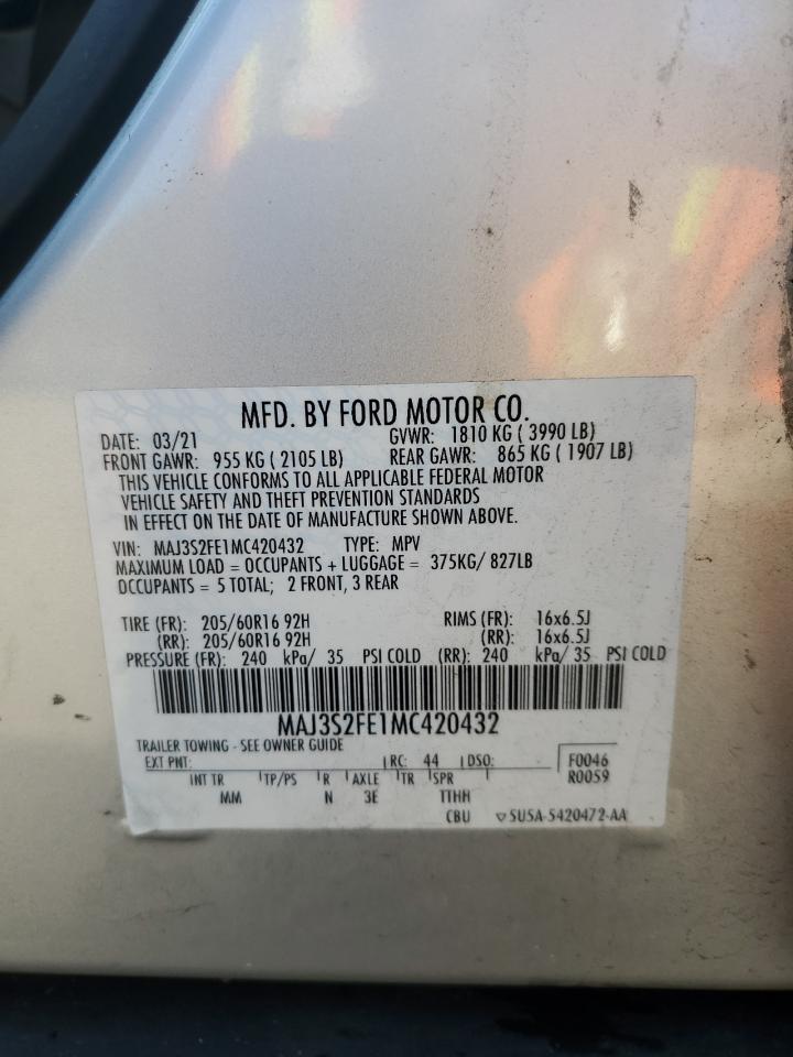 2021 Ford Ecosport S VIN: MAJ3S2FE1MC420432 Lot: 77381654