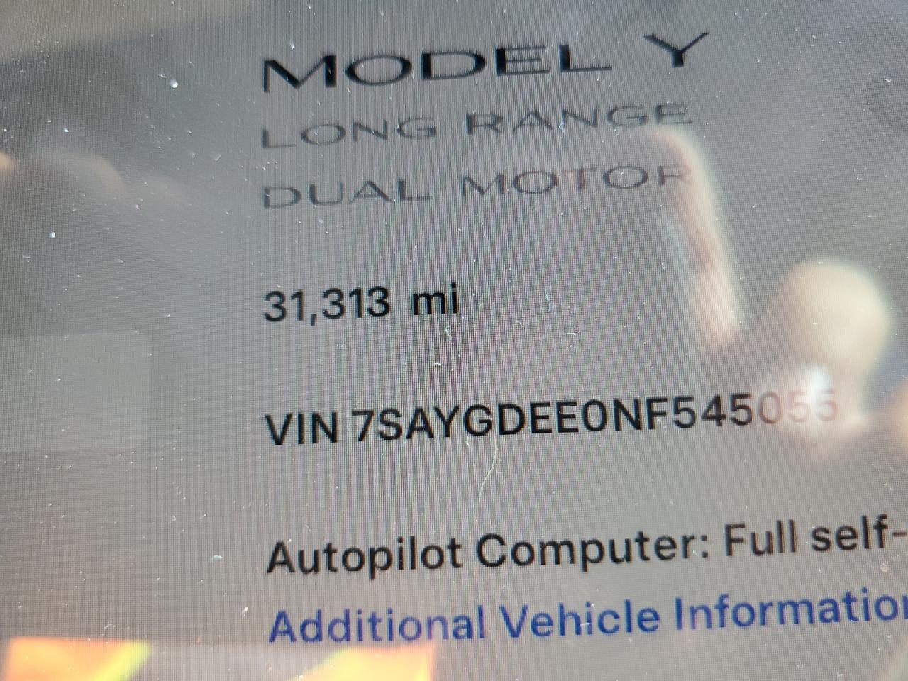 7SAYGDEE0NF545055 2022 Tesla Model Y