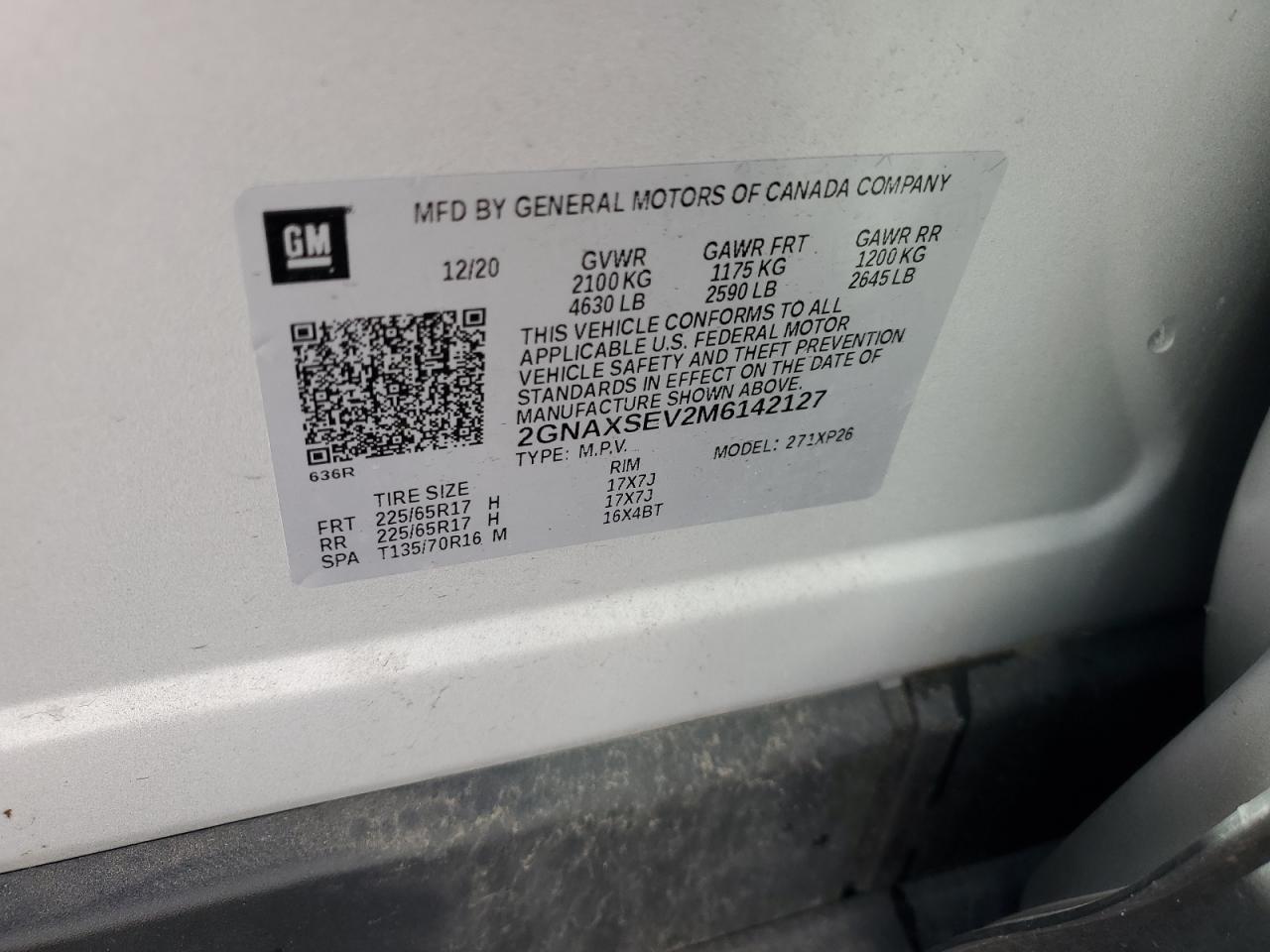 2021 Chevrolet Equinox Ls VIN: 2GNAXSEV2M6142127 Lot: 76405484