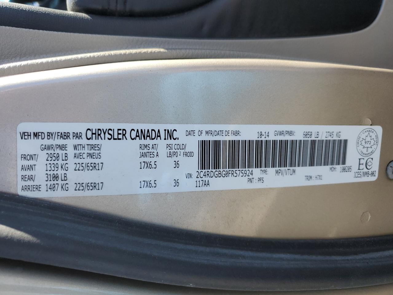 2015 Dodge Grand Caravan Se VIN: 2C4RDGBG0FR575924 Lot: 77088064