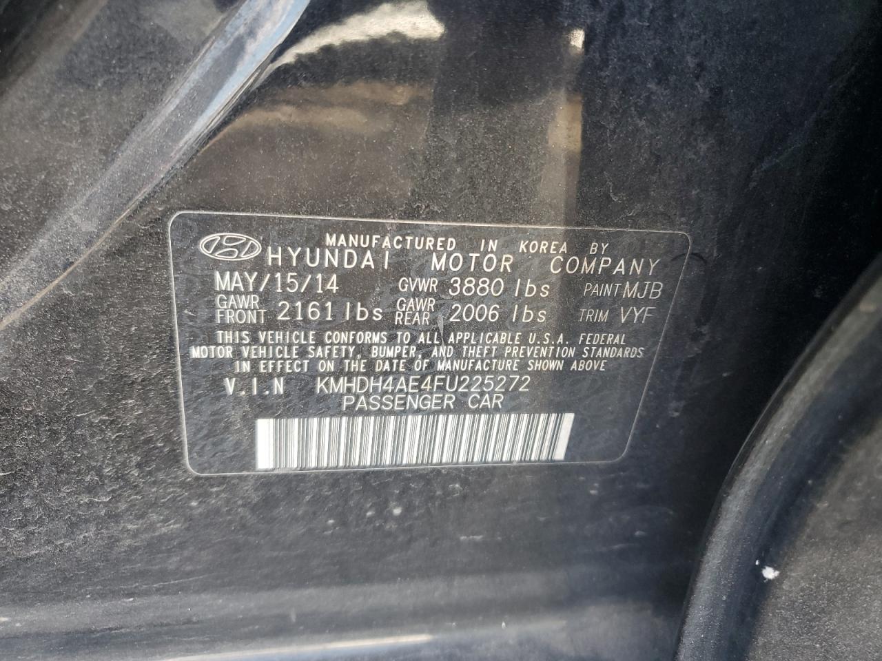 KMHDH4AE4FU225272 2015 Hyundai Elantra Se