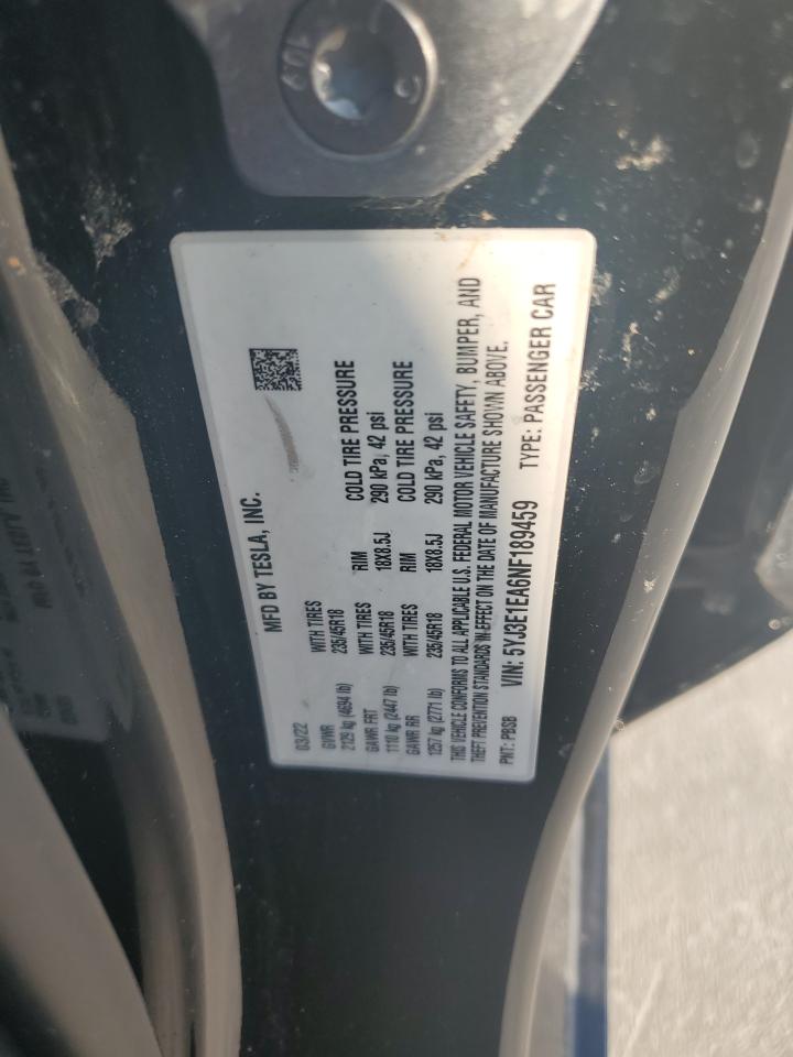 5YJ3E1EA6NF189459 2022 Tesla Model 3