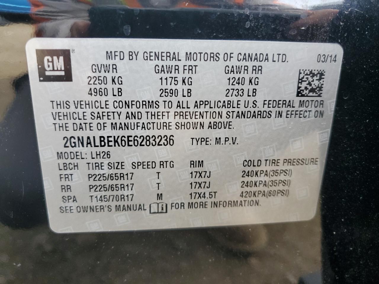 VIN 2GNALBEK6E6283236 2014 CHEVROLET EQUINOX no.14