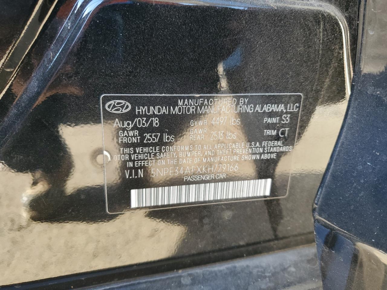 5NPE34AFXKH729166 2019 Hyundai Sonata Limited