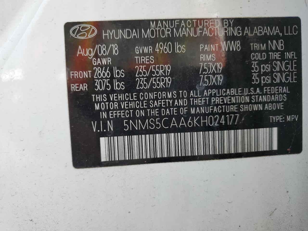 5NMS5CAA6KH024177 2019 Hyundai Santa Fe Limited