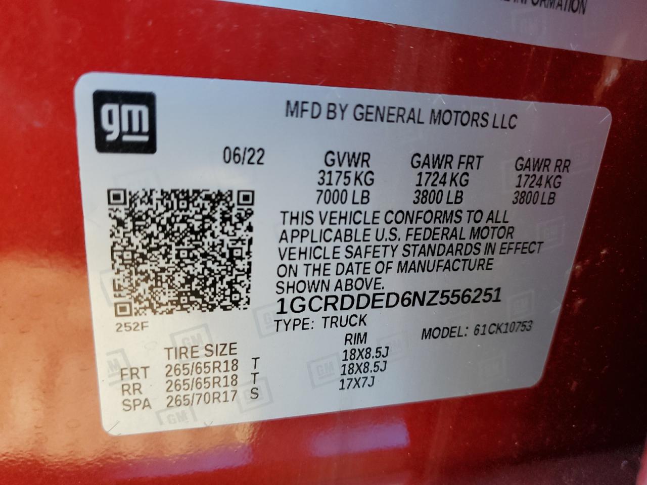 2022 Chevrolet Silverado K1500 Lt VIN: 1GCRDDED6NZ556251 Lot: 77814864