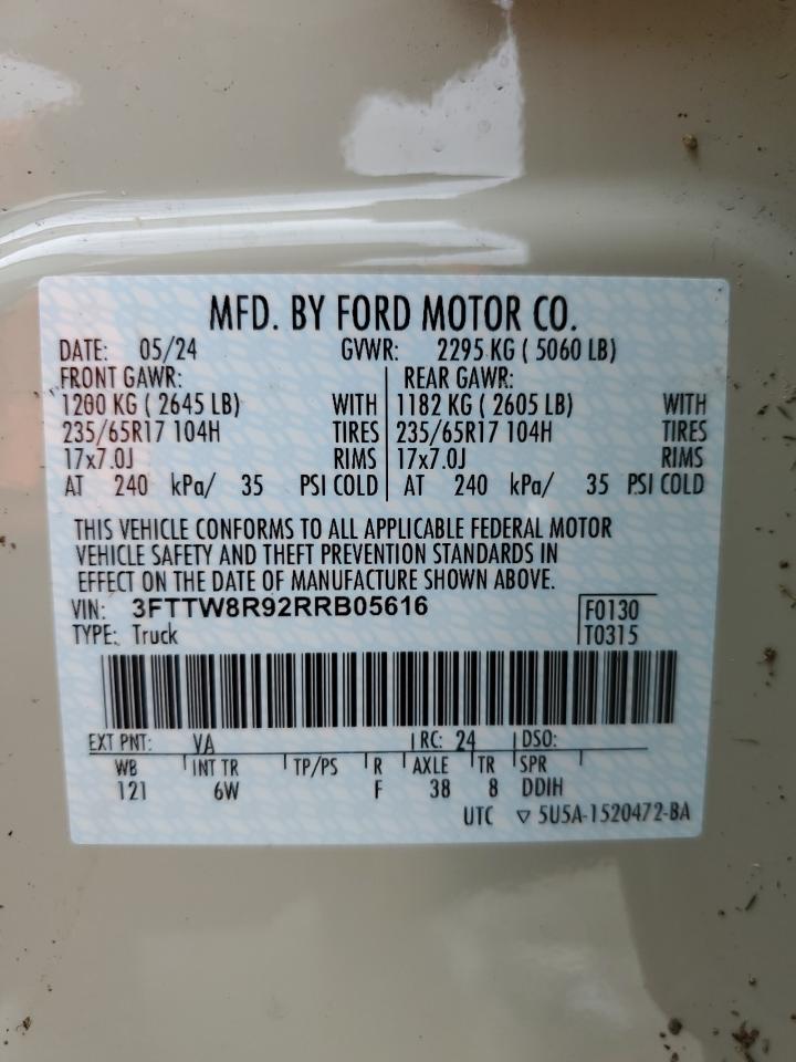 3FTTW8R92RRB05616 2024 Ford Maverick Lariat Tremor