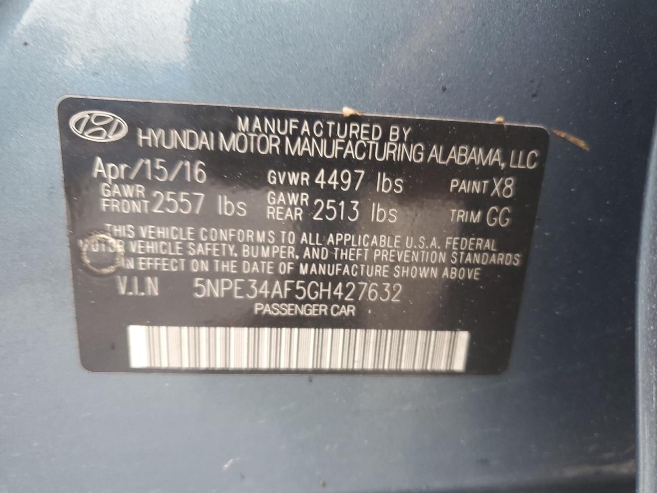 5NPE34AF5GH427632 2016 HYUNDAI SONATA - Image 13