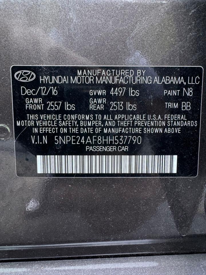 2017 Hyundai Sonata Se VIN: 5NPE24AF8HH537790 Lot: 76558414