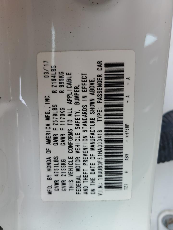 19UUB3F51HA003416 2017 Acura Tlx Tech