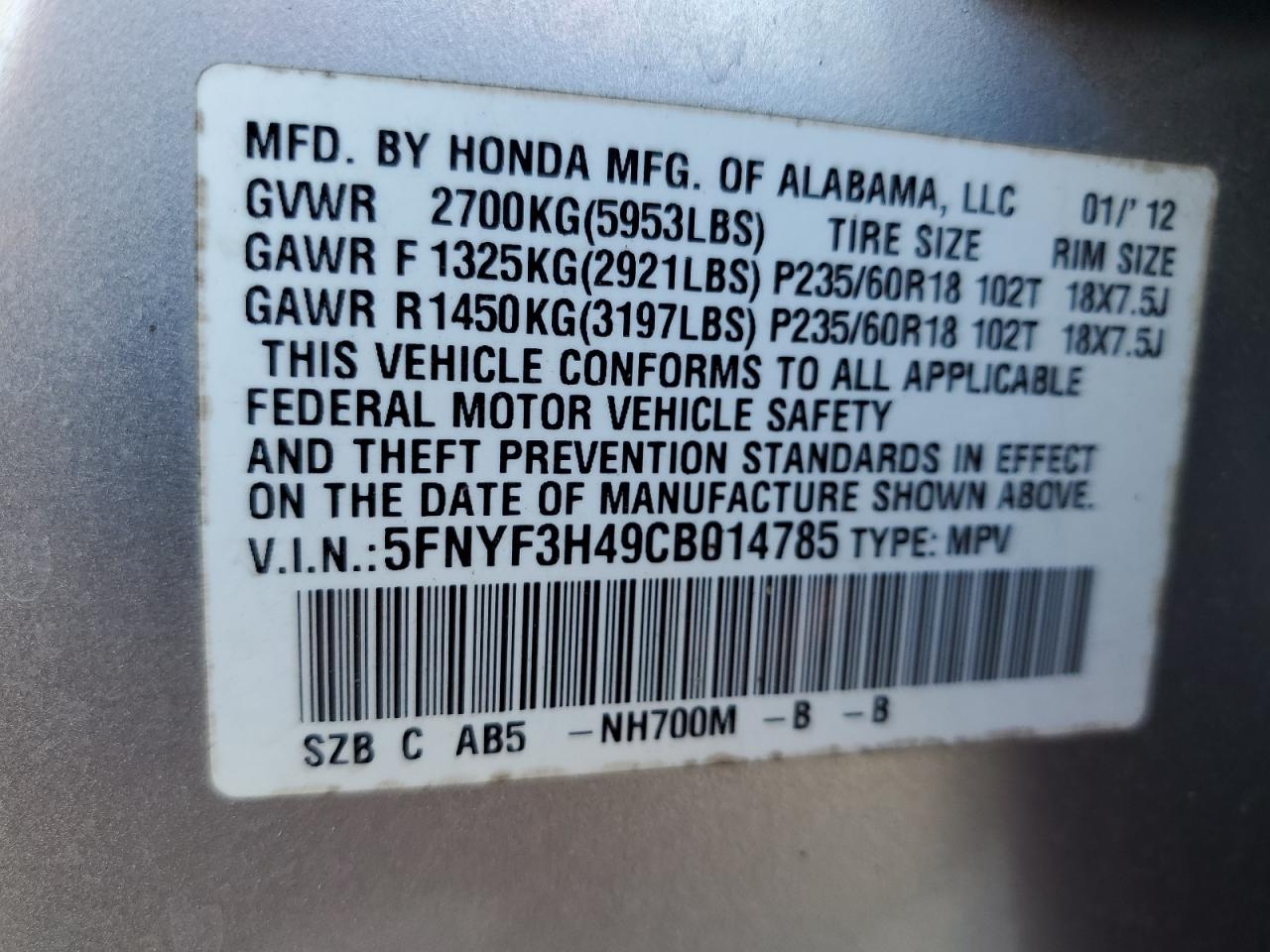 2012 Honda Pilot - Image 13