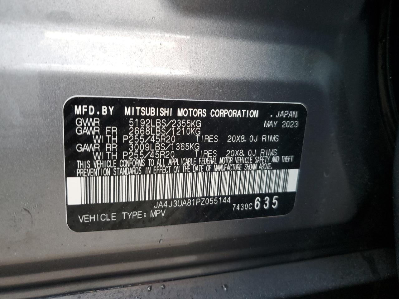 2023 Mitsubishi Outlander Se VIN: JA4J3UA81PZ055144 Lot: 78223954