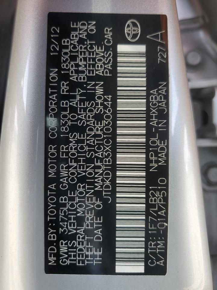JTDKDTB3XC1030644 2012 Toyota Prius C