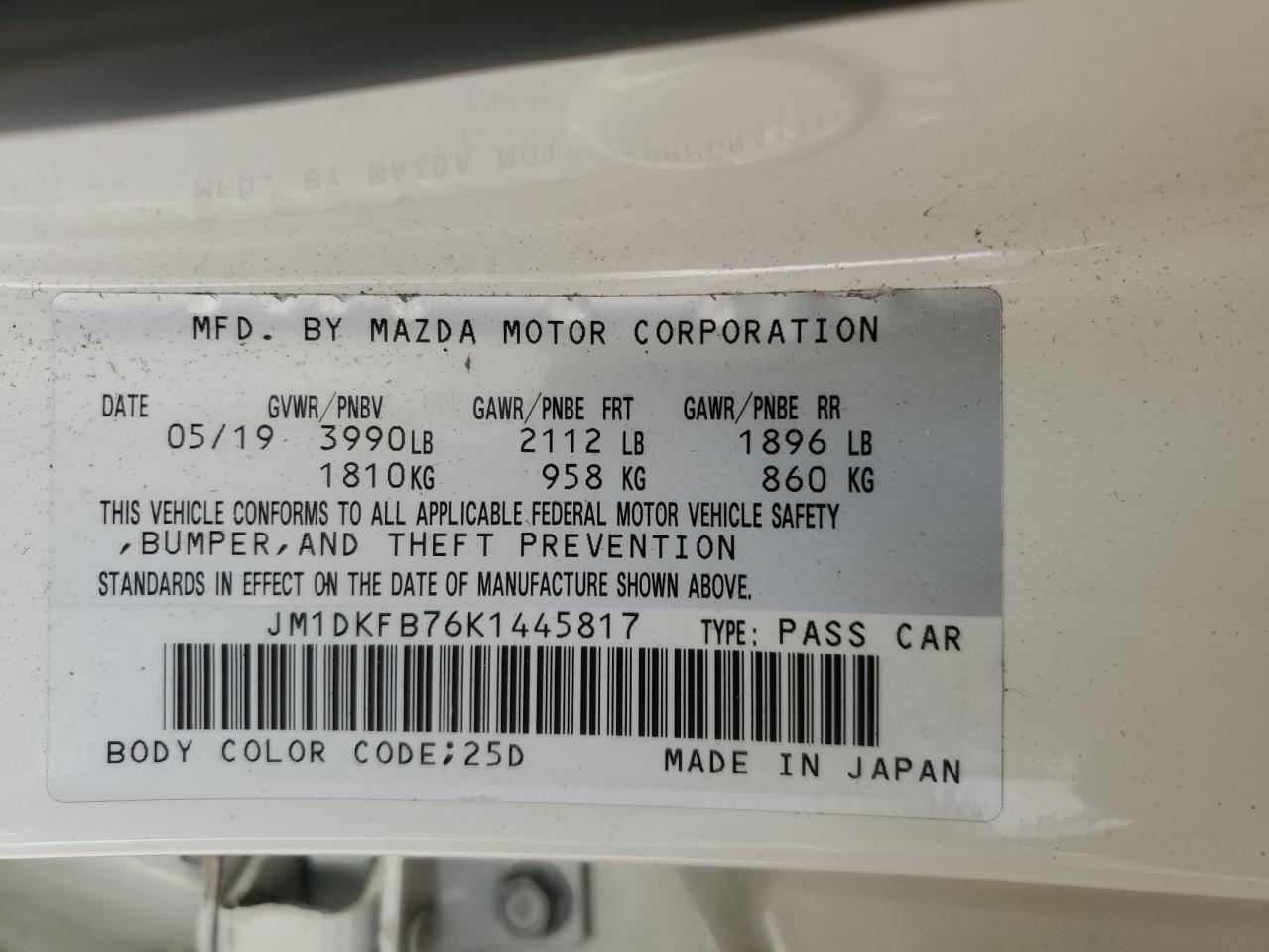 2019 Mazda Cx-3 Sport VIN: JM1DKFB76K1445817 Lot: 77039174