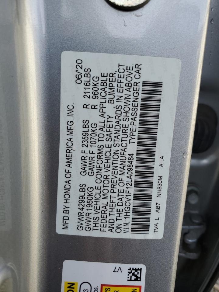 1HGCV1F12LA098484 2020 Honda Accord Lx