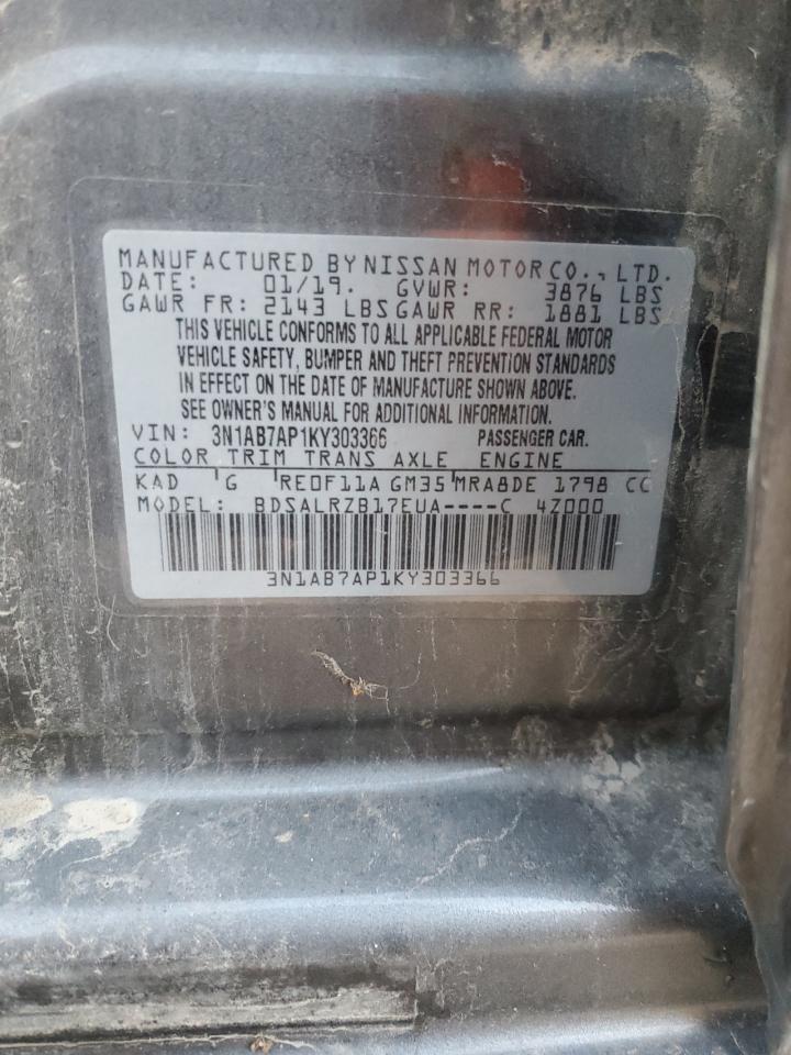 3N1AB7AP1KY303366 2019 Nissan Sentra S