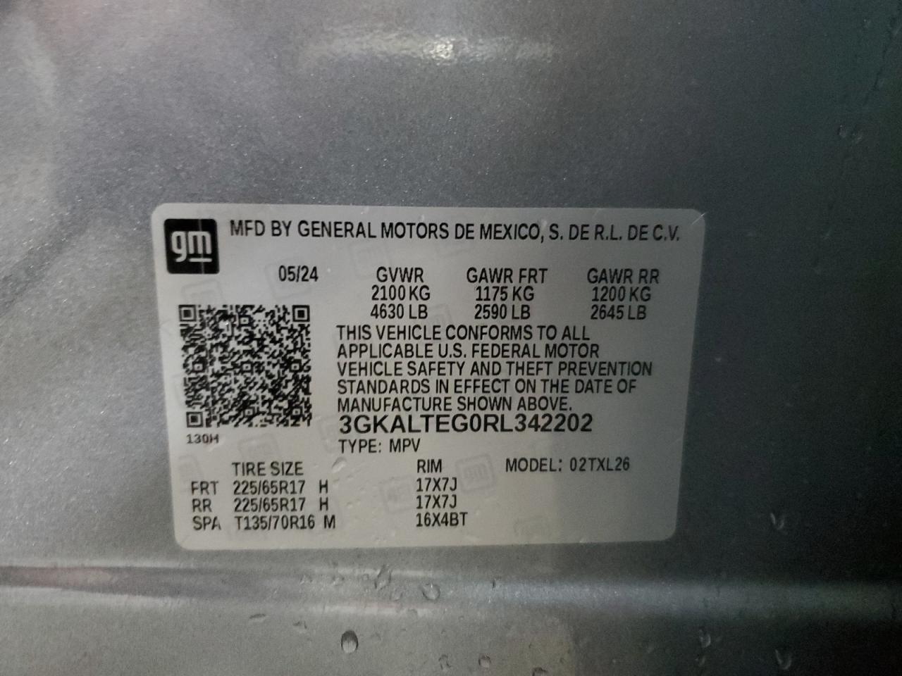 2024 GMC Terrain Sle VIN: 3GKALTEG0RL342202 Lot: 77581924