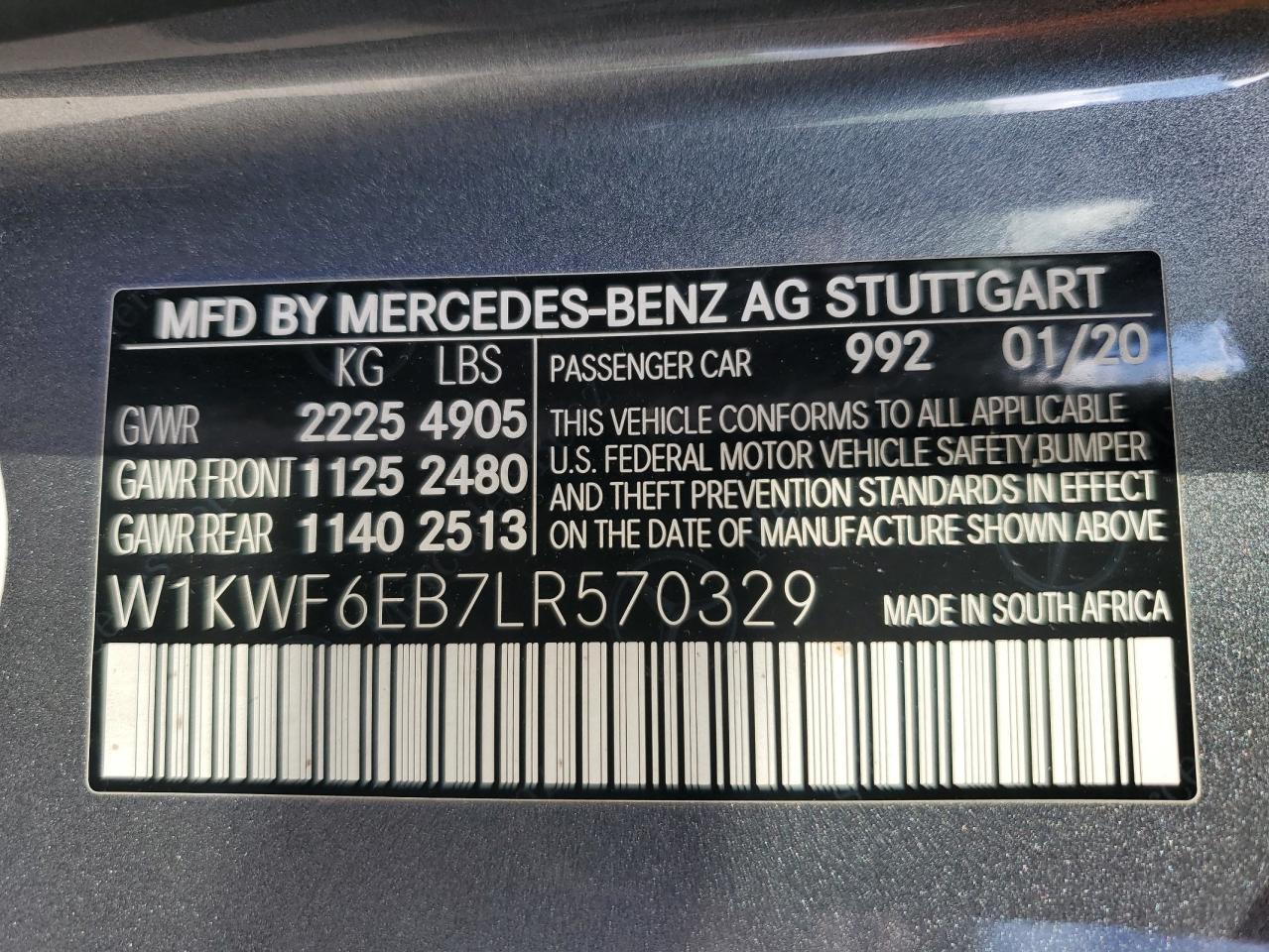 W1KWF6EB7LR570329 2020 Mercedes-Benz C 43 Amg