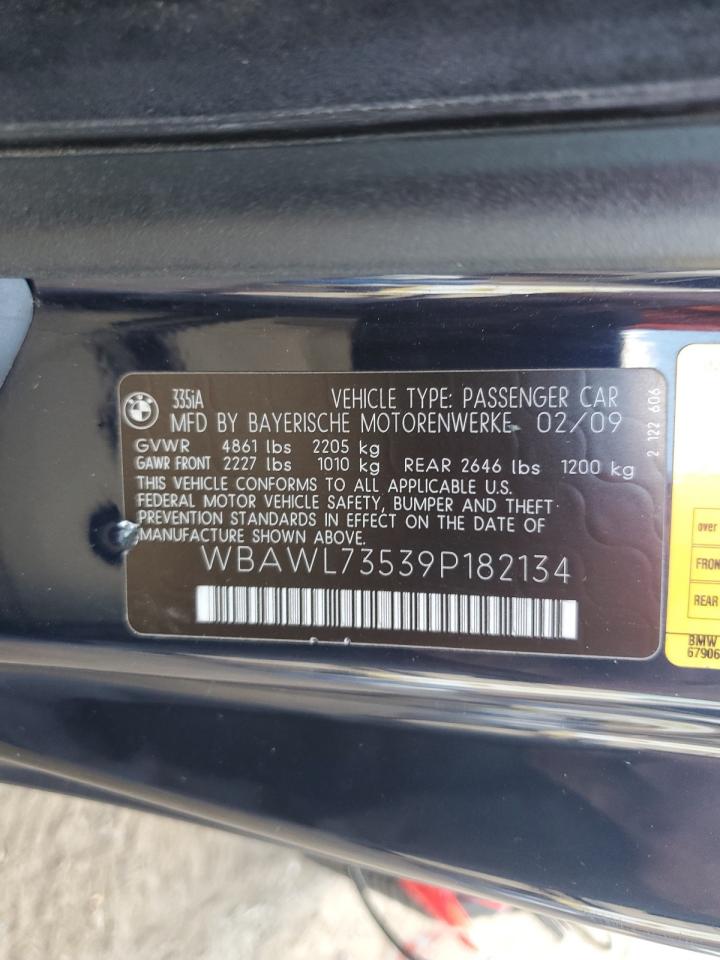 2009 BMW 335 I VIN: WBAWL73539P182134 Lot: 73101484