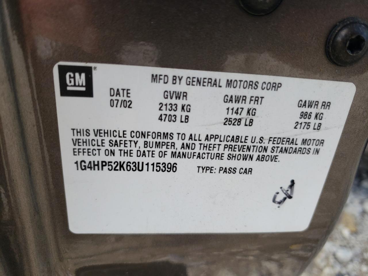 1G4HP52K63U115396 2003 Buick Lesabre Custom