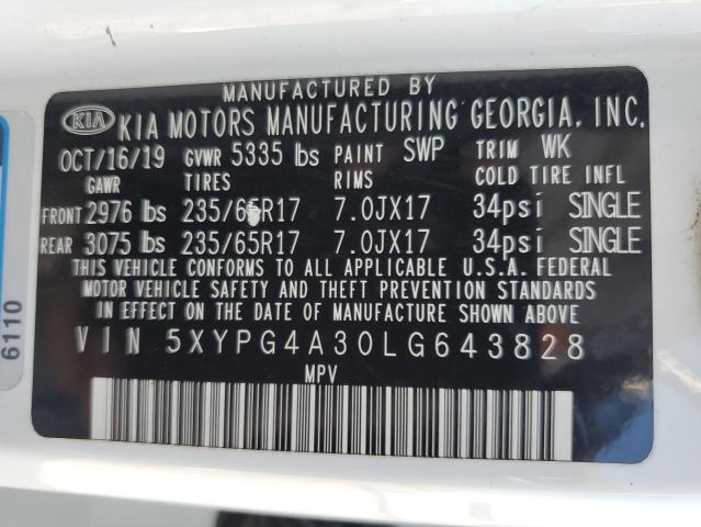 5XYPG4A30LG643828 Kia Sorento L 12