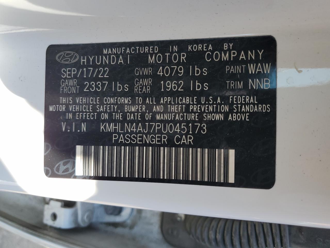 KMHLN4AJ7PU045173 2023 Hyundai Elantra Limited