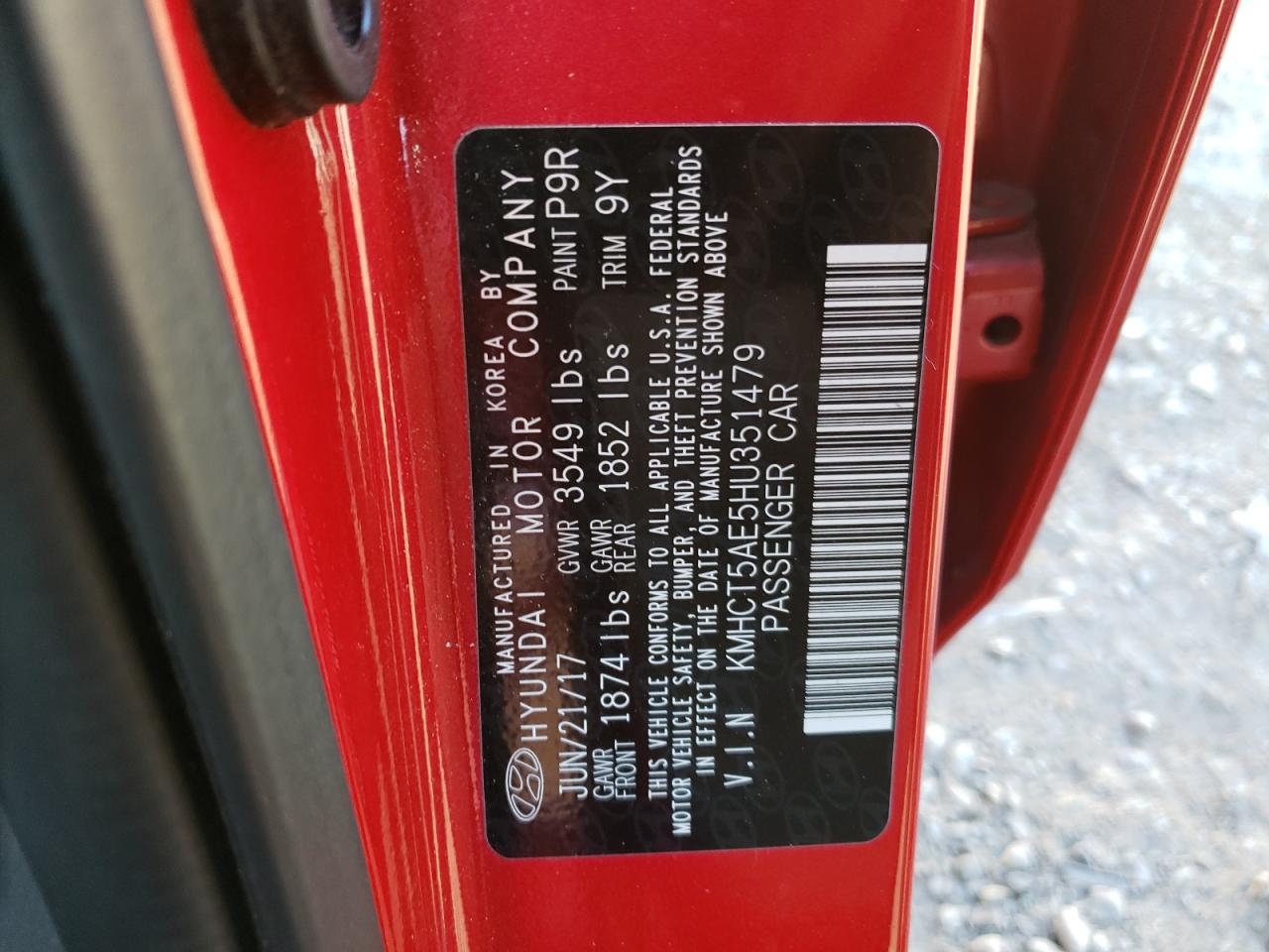 KMHCT5AE5HU351479 2017 Hyundai Accent Se