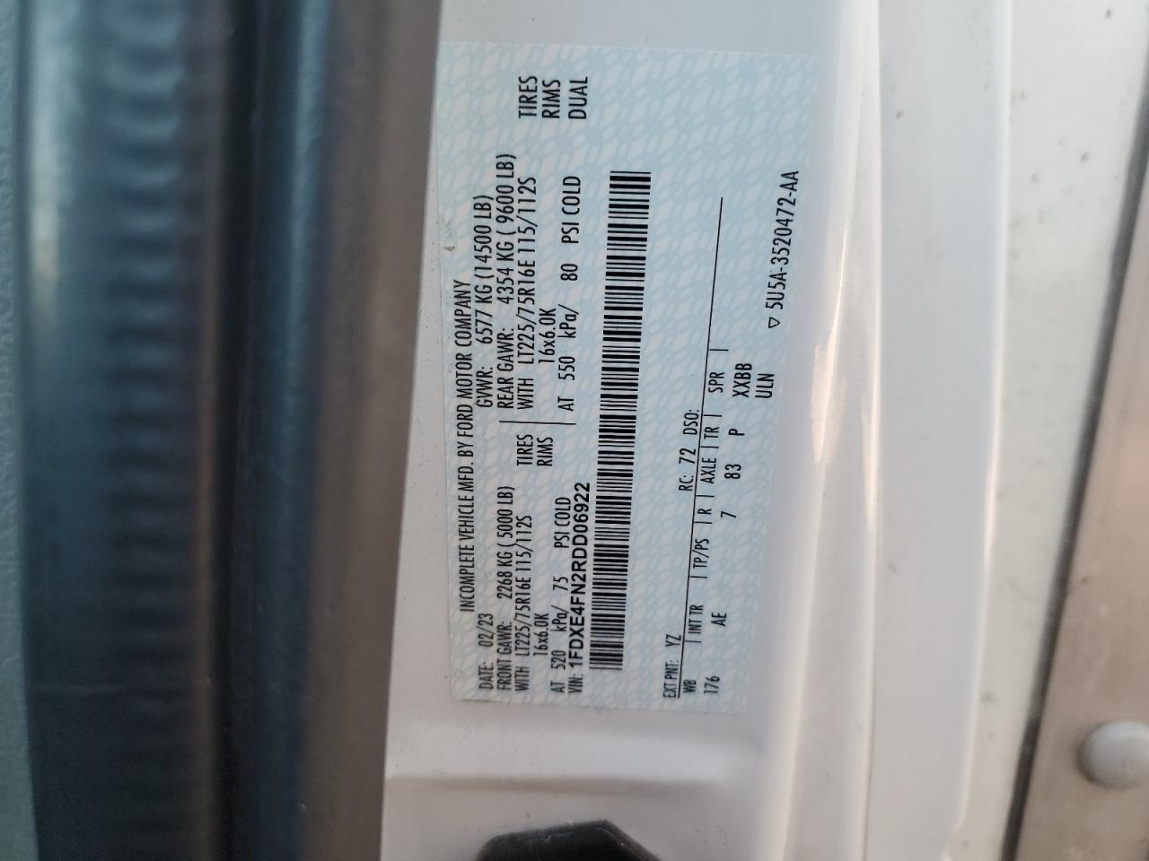 2024 Ford Econoline E450 Super Duty Cutaway Van VIN: 1FDXE4FN2RDD06922 Lot: 75859514