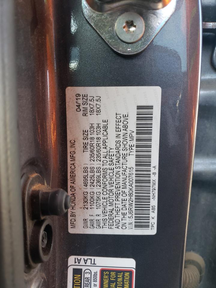 5J6RW2H80KA007615 2019 Honda Cr-V Exl