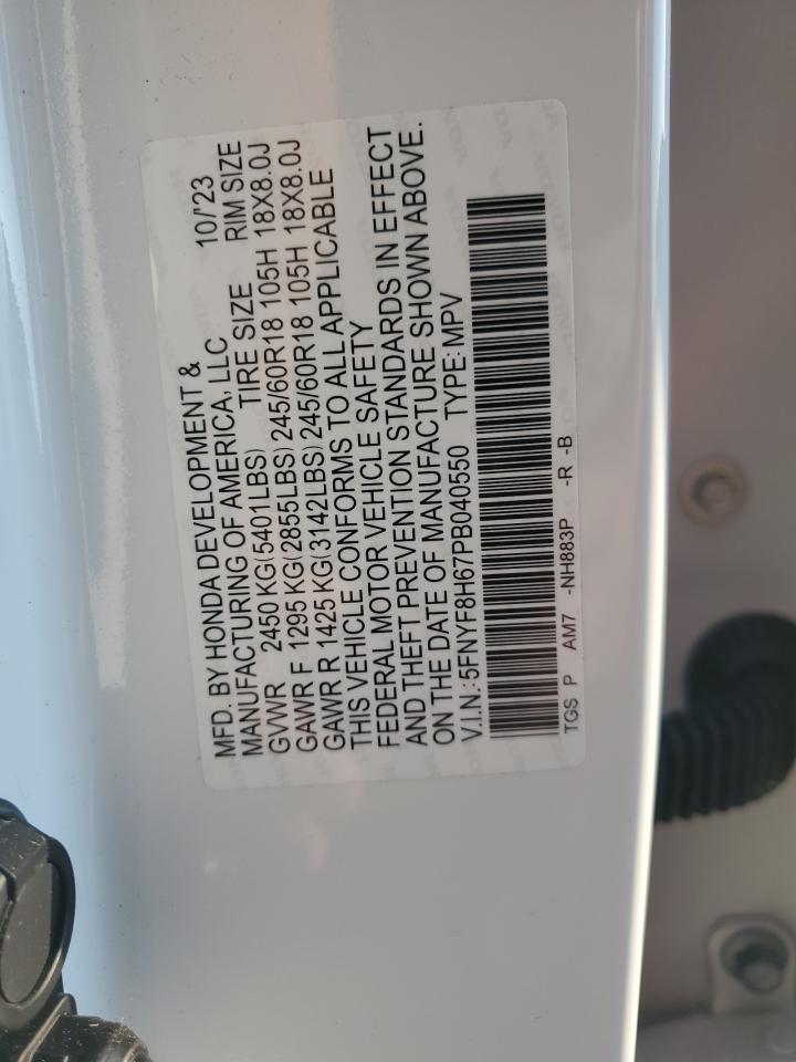 2023 Honda Passport Trail Sport VIN: 5FNYF8H67PB040550 Lot: 74839344