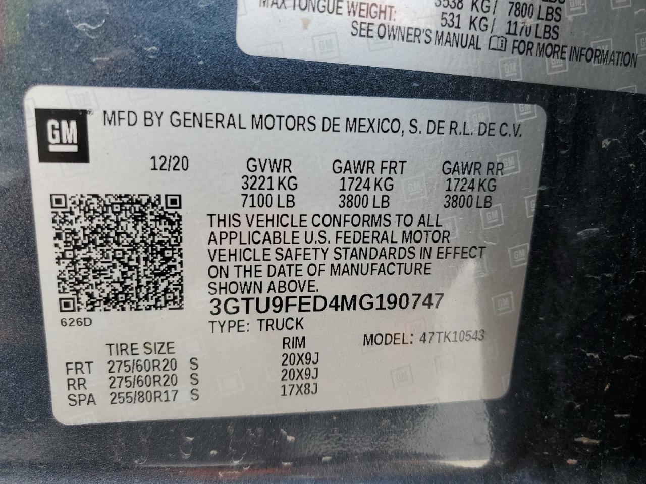 3GTU9FED4MG190747 2021 GMC Sierra K1500 Denali