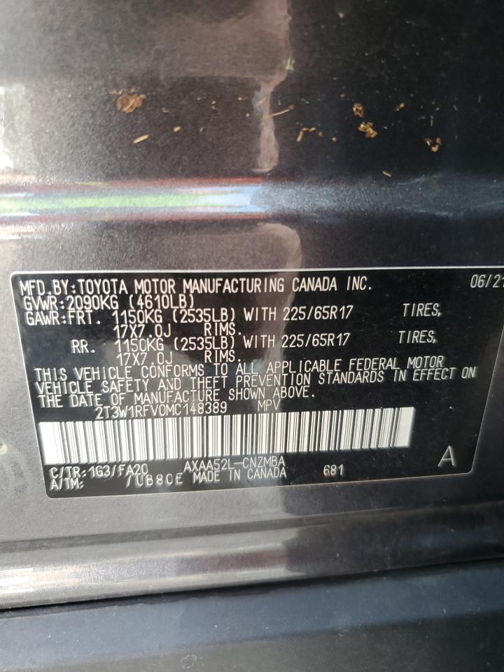 2T3W1RFV0MC148389 2021 Toyota Rav4 Xle