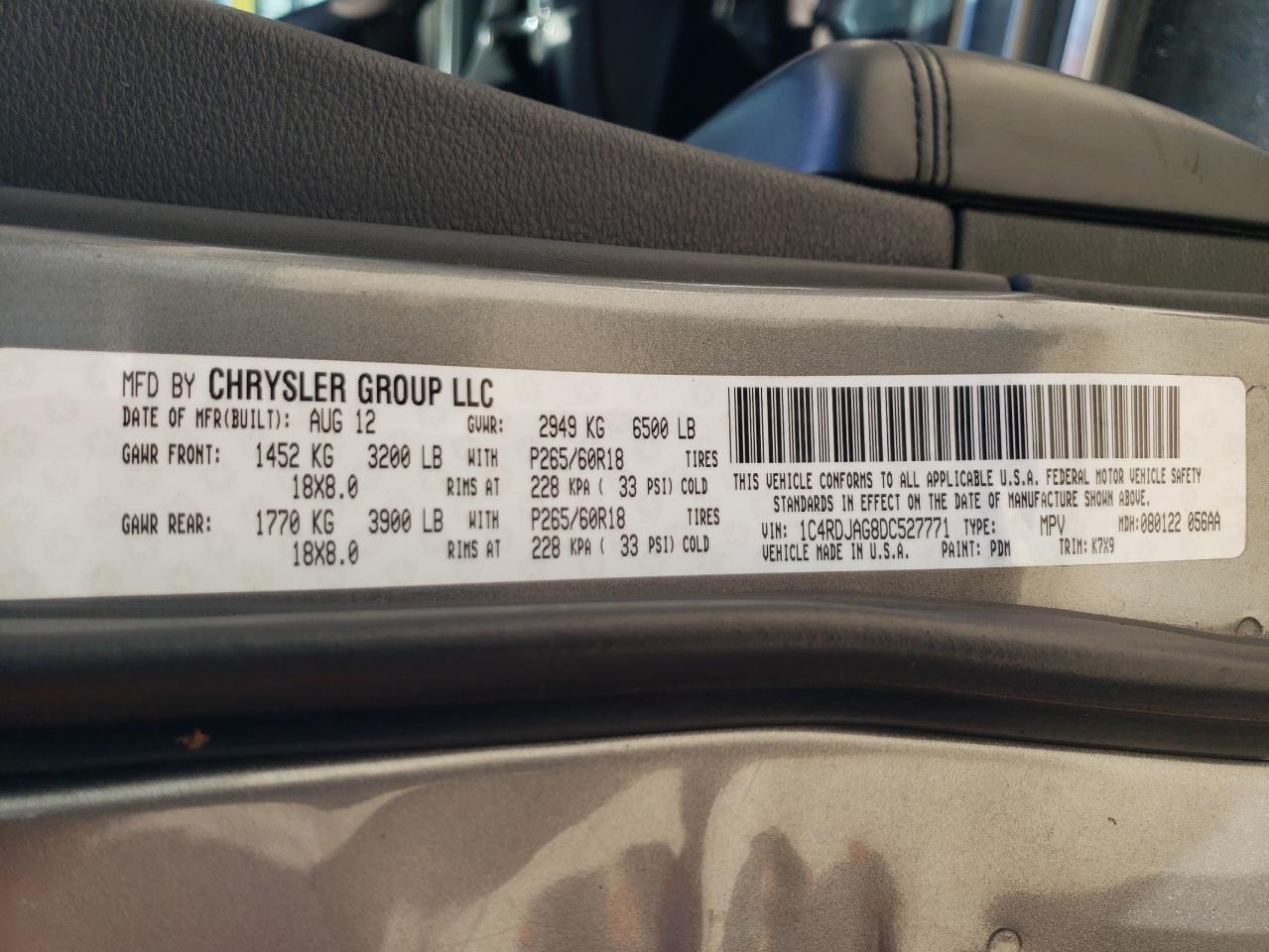 1C4RDJAG8DC527771 2013 Dodge Durango Sxt