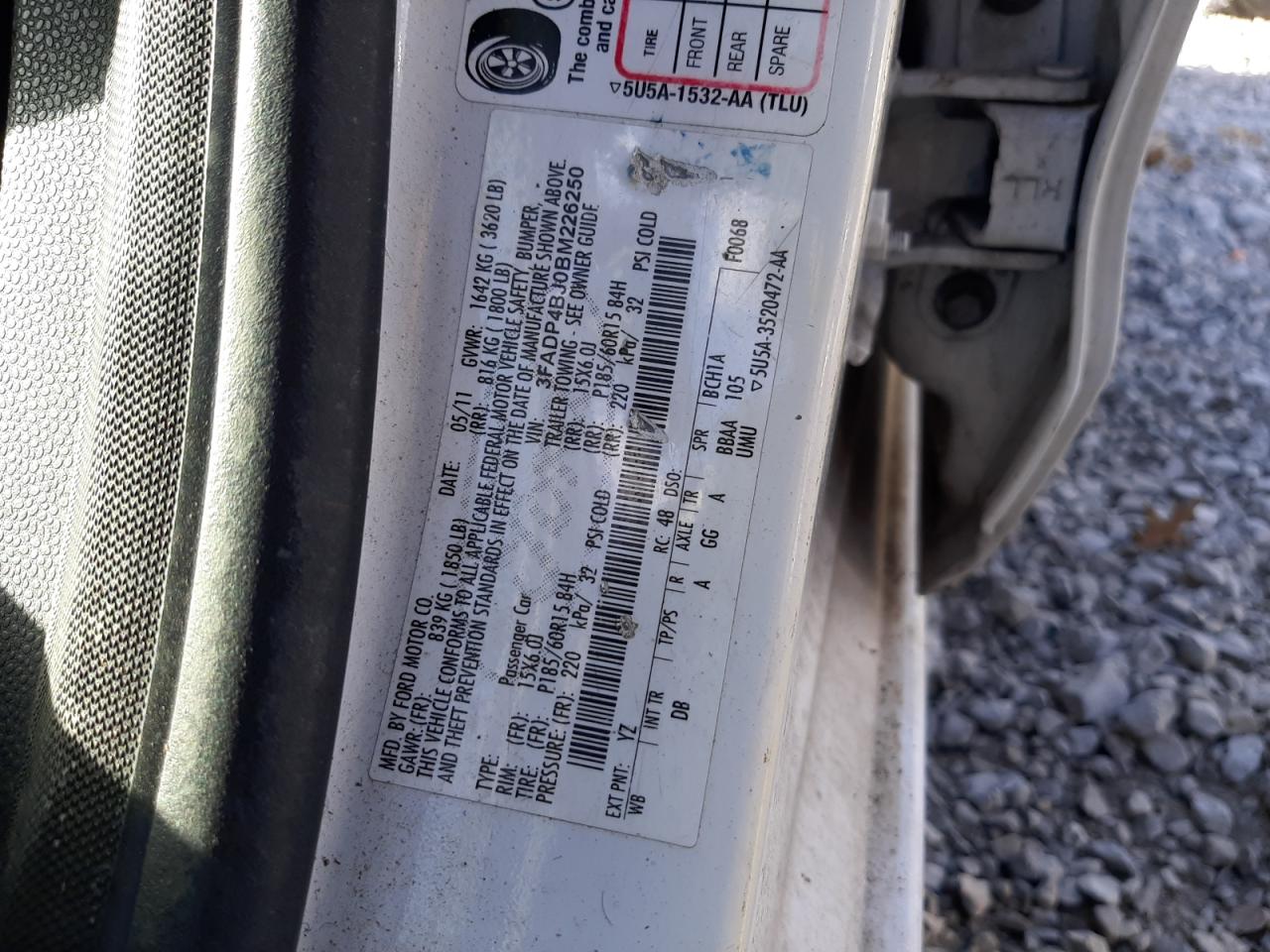 2011 Ford Fiesta Se VIN: 3FADP4BJ0BM226250 Lot: 76443634