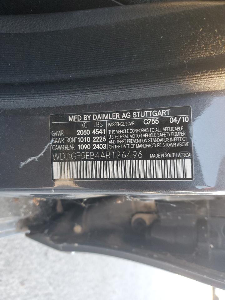 2010 Mercedes-Benz C 300 VIN: WDDGF5EB4AR126496 Lot: 75596234