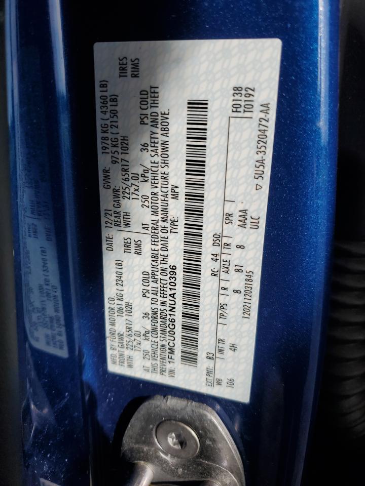 1FMCU0G61NUA10396 2022 Ford Escape Se