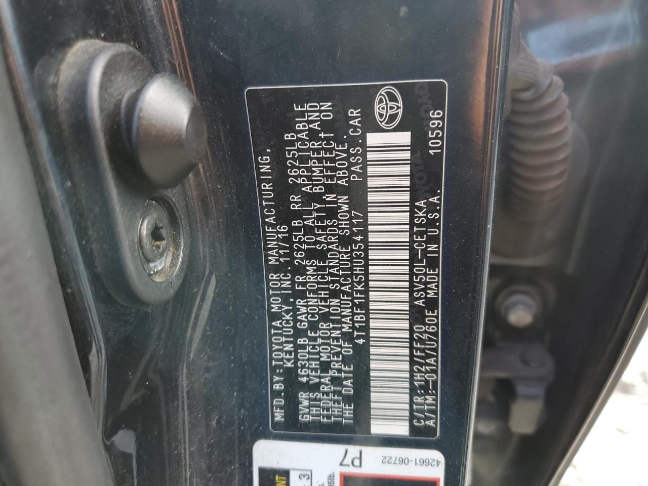 4T1BF1FK5HU354117 2017 Toyota Camry Le