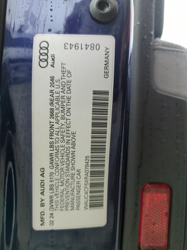 2024 Audi S5 Premium Plus VIN: WAUC4CF5XRA078425 Lot: 74870644