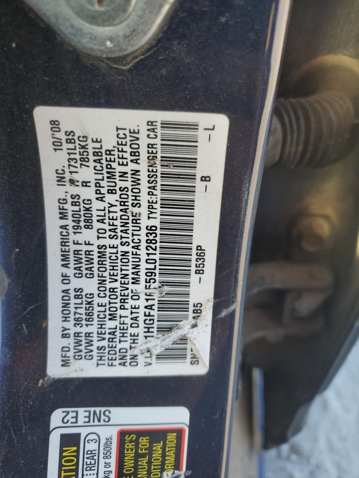 1HGFA16559L012836 2009 Honda Civic Lx