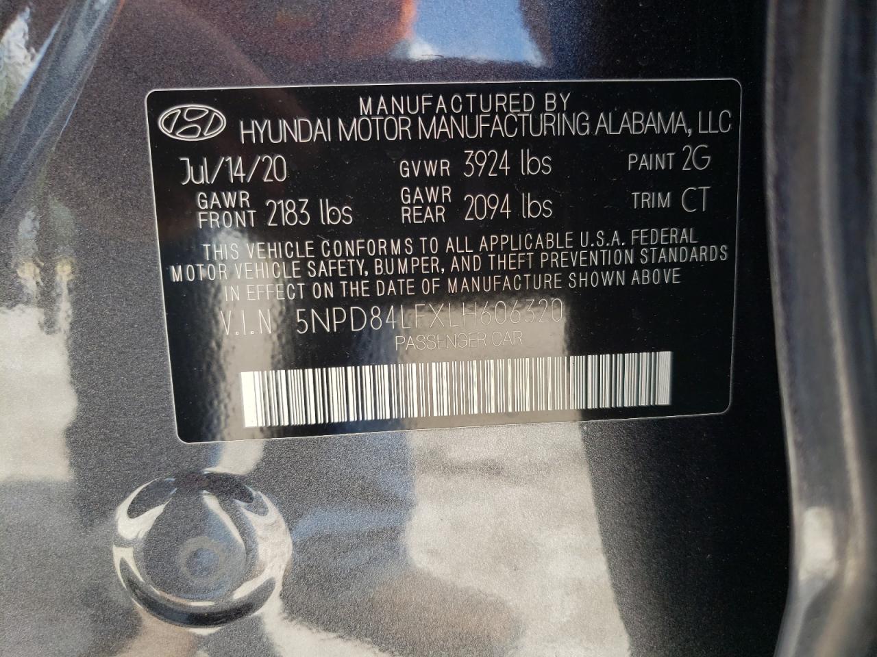 5NPD84LFXLH606320 2020 Hyundai Elantra Sel