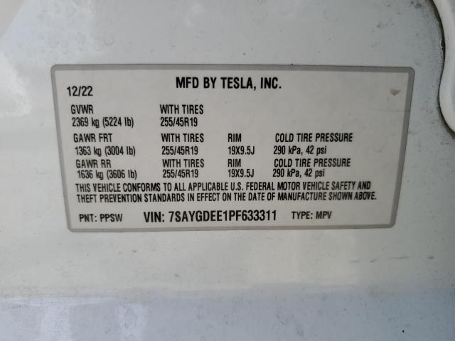 7SAYGDEE1PF633311 Tesla Model Y  14