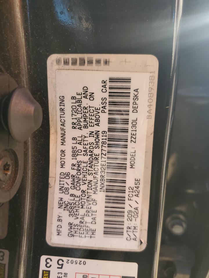 2007 Toyota Corolla Ce VIN: 1NXBR32E17Z778119 Lot: 76340534