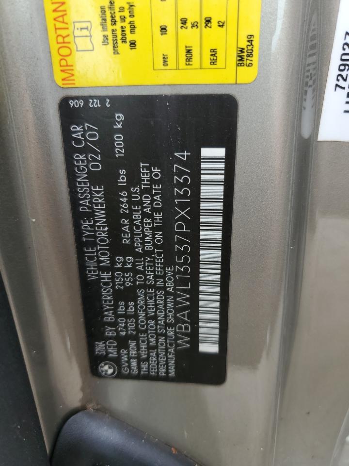 2007 BMW 328 I VIN: WBAWL13537PX13374 Lot: 76350194