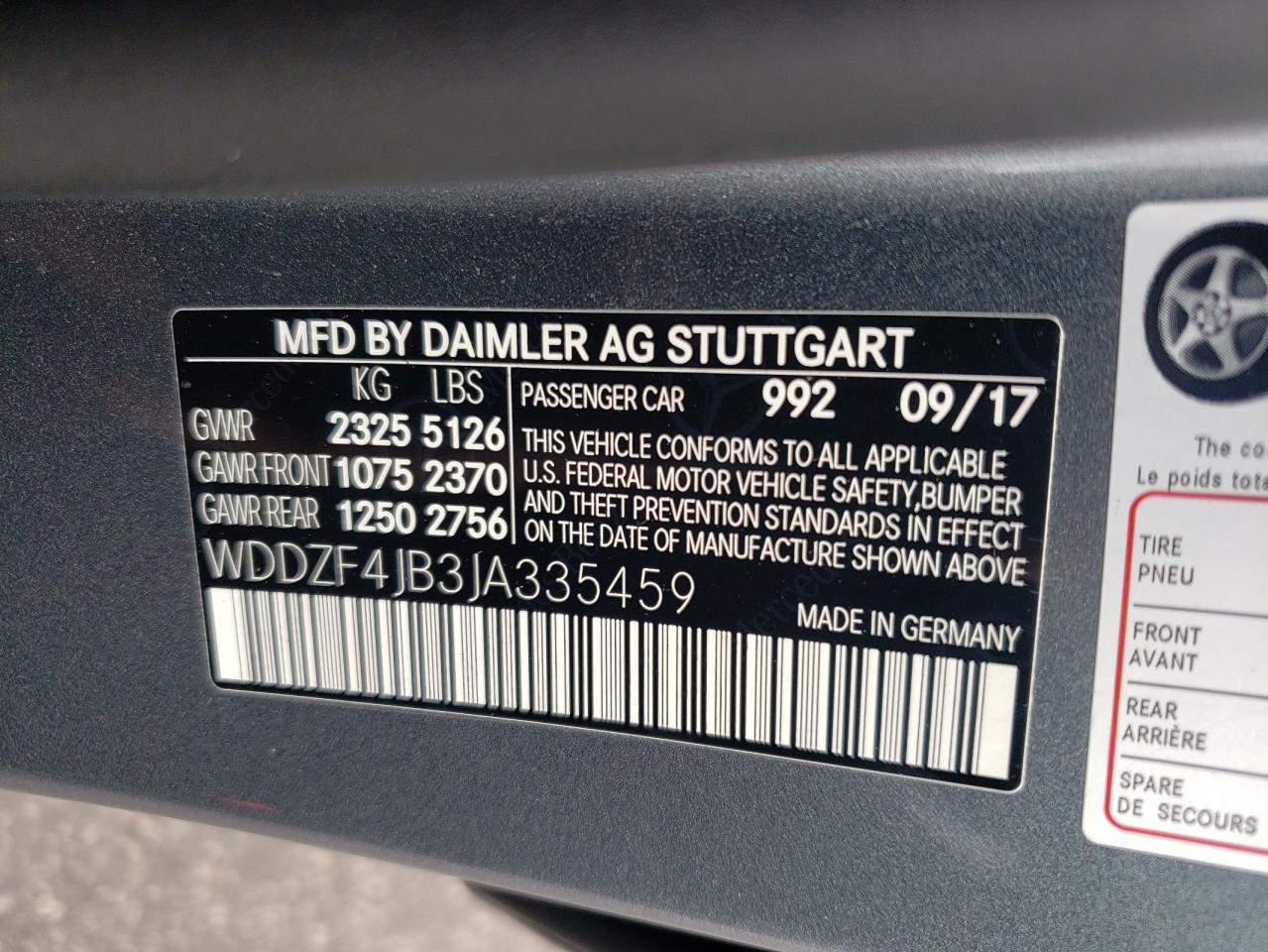 WDDZF4JB3JA335459 2018 Mercedes-Benz E 300