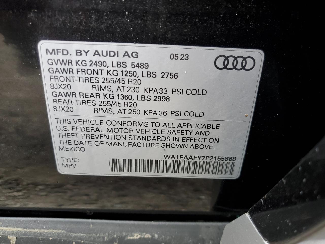 2023 Audi Q5 Premium Plus 45 VIN: WA1EAAFY7P2155868 Lot: 73778614