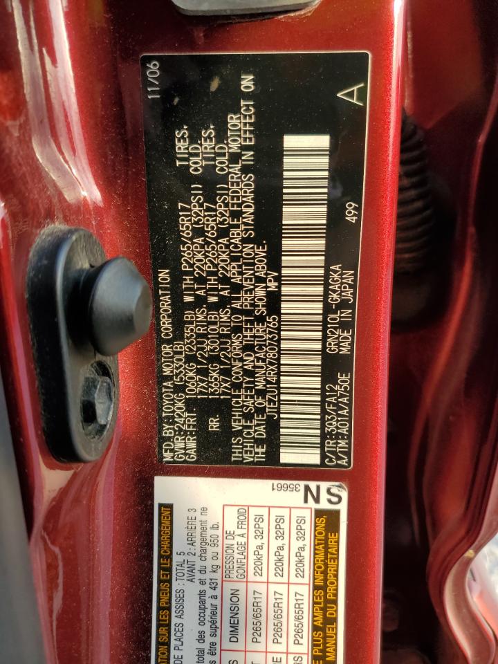 JTEZU14RX78073765 2007 Toyota 4Runner Sr5