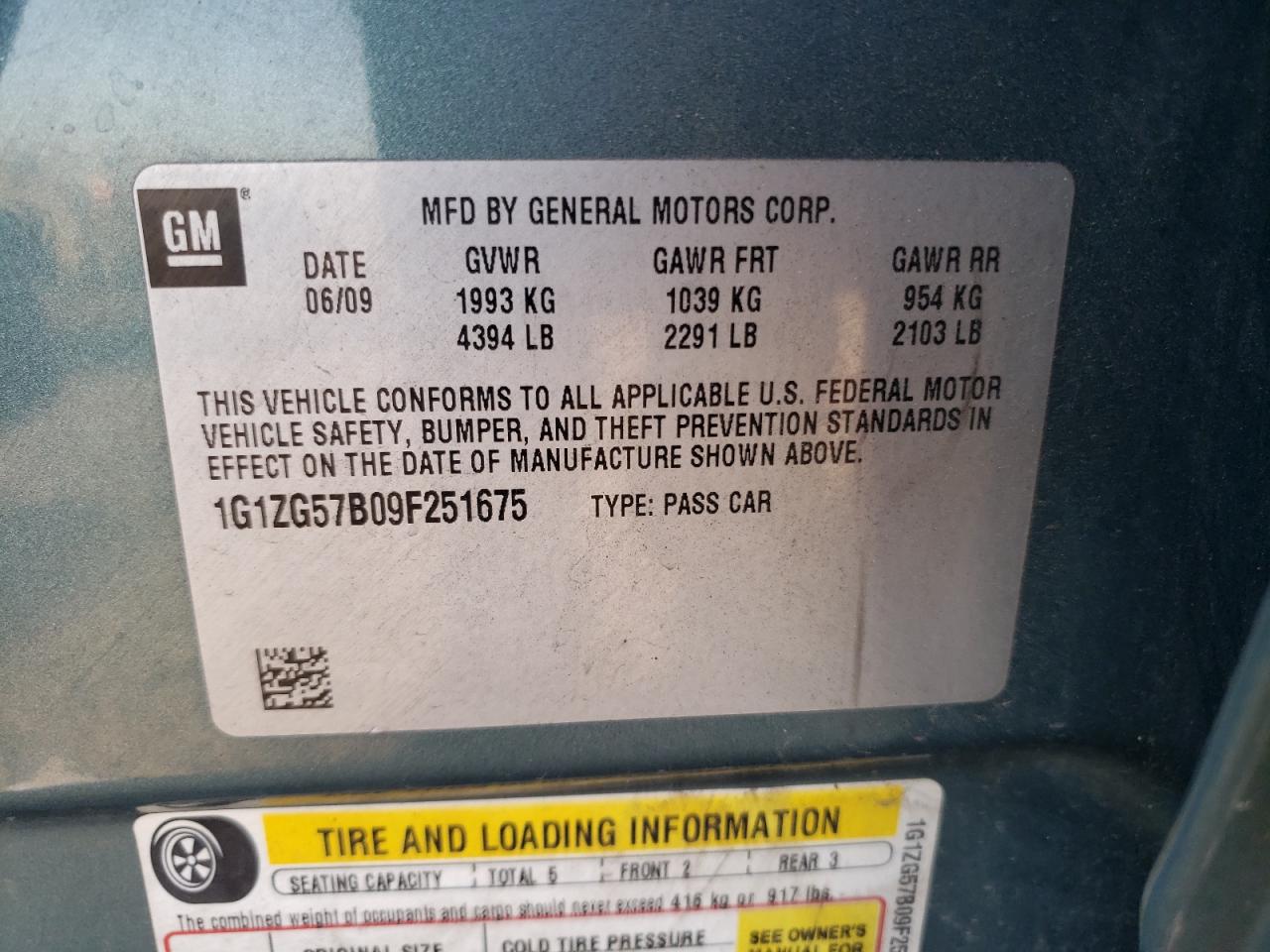 2009 Chevrolet Malibu Ls VIN: 1G1ZG57B09F251675 Lot: 74820974