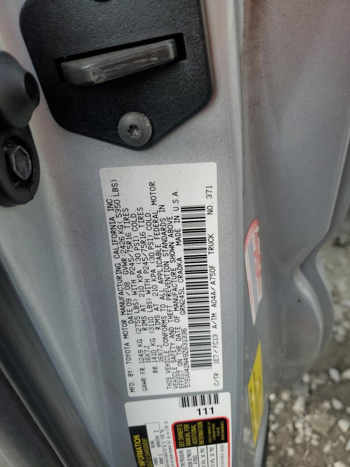 5TEUU42N49Z631336 2009 Toyota Tacoma Access Cab