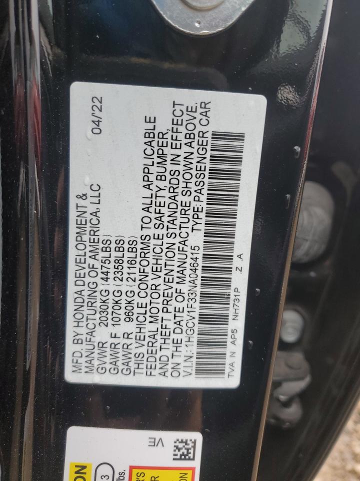 1HGCV1F33NA046415 2022 Honda Accord Sport